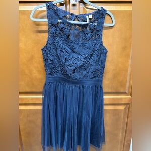 Elegant Blue Lace Dress
